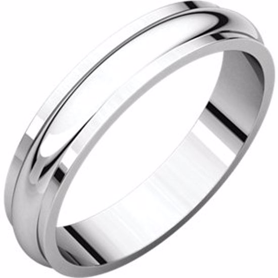 HRE11:149374:P 10kt White 4mm Half Round Edge Band