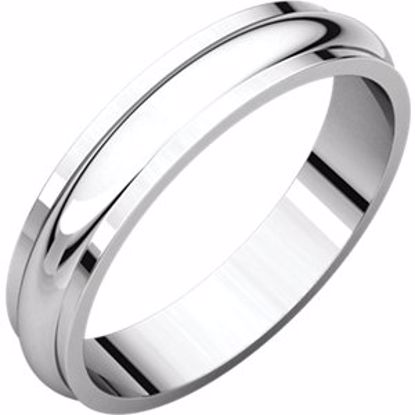 HRE12:149387:P 10kt White 4mm Half Round Edge Band