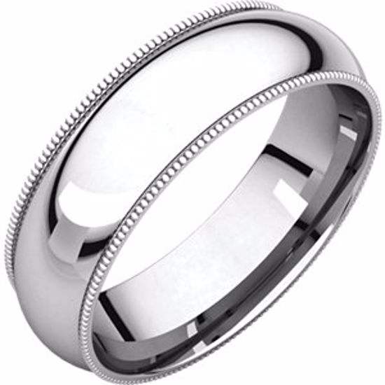 MGR10.5:149638:P 10kt White 6mm Milgrain Comfort Fit Band