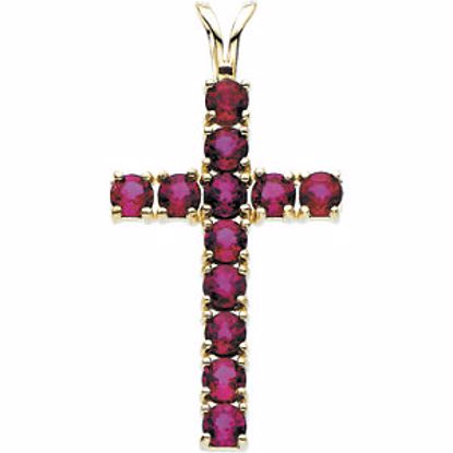 R8041R:163739:P 14kt Yellow Ruby Cross Pendant