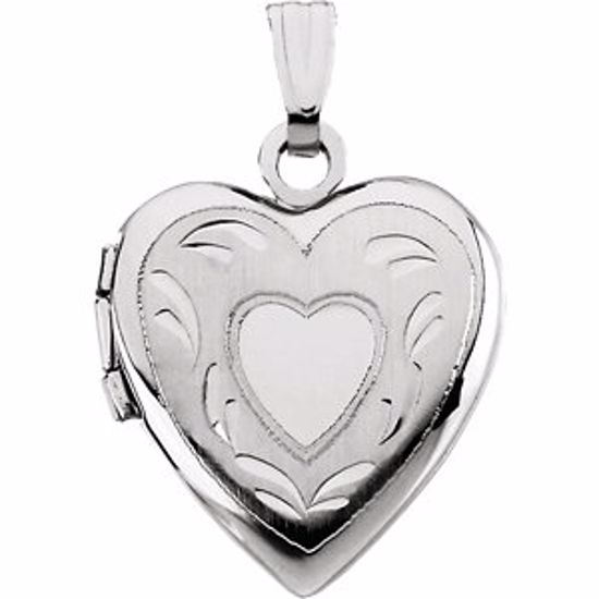 21824:240982:P 14kt White 17.50x14.75mm Heart Locket