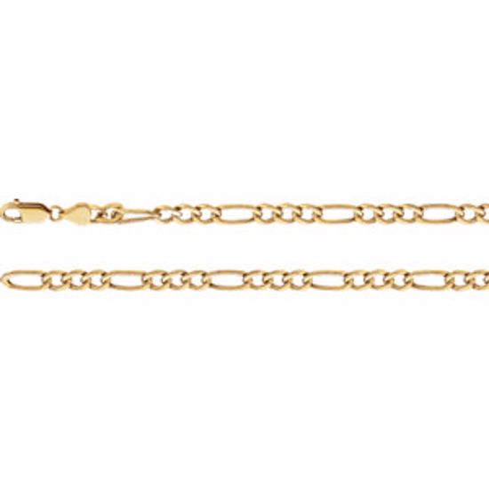 CH497:244910:P 14kt Yellow 4.75mm Hollow Figaro 18" Chain
