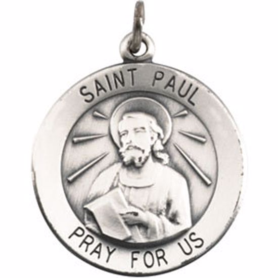 R16370:304669:P Sterling Silver 18.25mm Round St.Paul the Apostle 18" Necklace