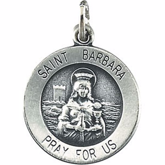 R16314:304666:P Sterling Silver 14.75mm St. Barbara Medal