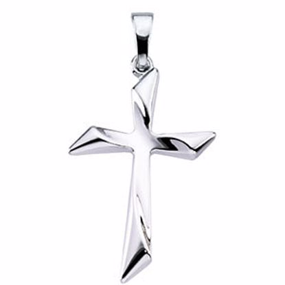 R16019:305455:P 14kt White 25.5x18mm Cross Pendant