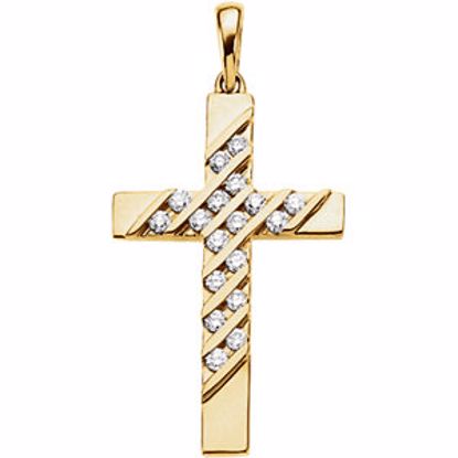 R80064D:66158:P 14kt Yellow .36 CTW Diamond Cross Pendant