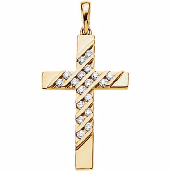 R80064D:66158:P 14kt Yellow .36 CTW Diamond Cross Pendant