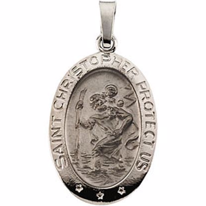 R5023:112598:P 14kt White 19x14mm Oval St. Christopher Medal