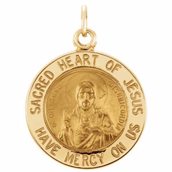 R5039:66827:P 14kt Yellow 15mm Sacred Heart of Jesus Medal