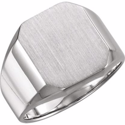 9599:113025:P 14kt White 16x14mm Octagon Men's Signet Ring