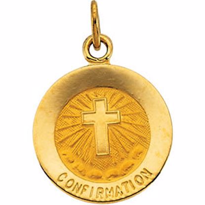 R5045:67335:P 14kt Yellow 12mm Confirmation Medal with Cross