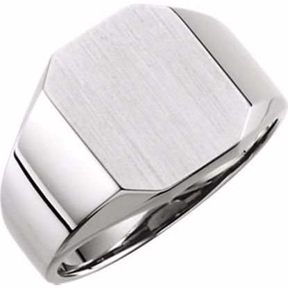 9128:117724:P 14kt White 14x12mm Men's Signet Ring