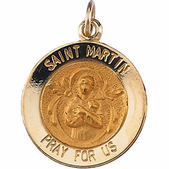 R16317:103955:P 14kt Yellow 15mm Round St. Martin de Porres Medal