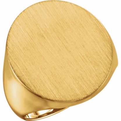 9600:123837:P 10kt Yellow 22x20mm Men's Signet Ring with Brush Finish