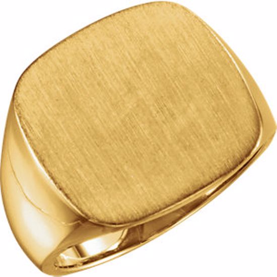 9601:123814:P 10kt Yellow 18mm Men's Signet Ring with Brush Top Finish