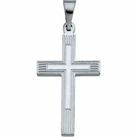 R16155:129357:P 14kt White 17x11mm Cross Pendant