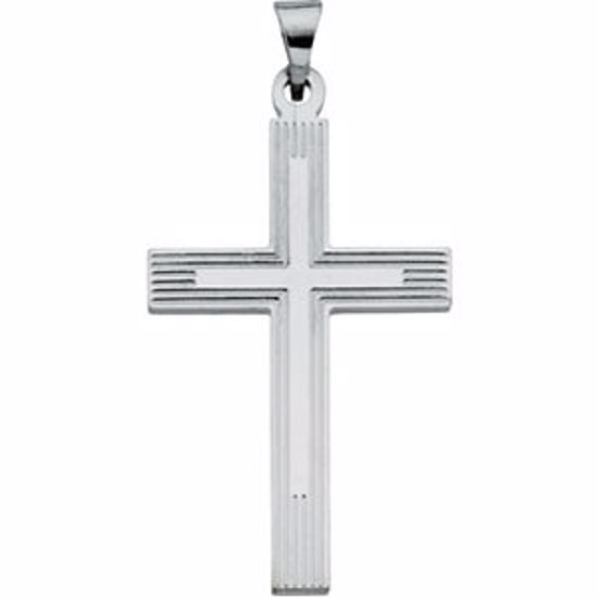 R16155:129358:P 14kt White 29x19mm Cross Pendant