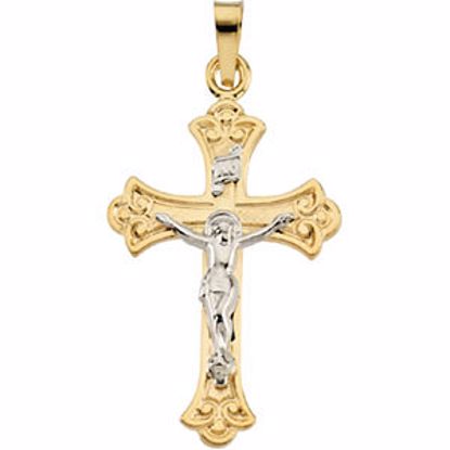 R4052:130716:P 14kt Yellow & White 27.75x18mm Crucifix Pendant