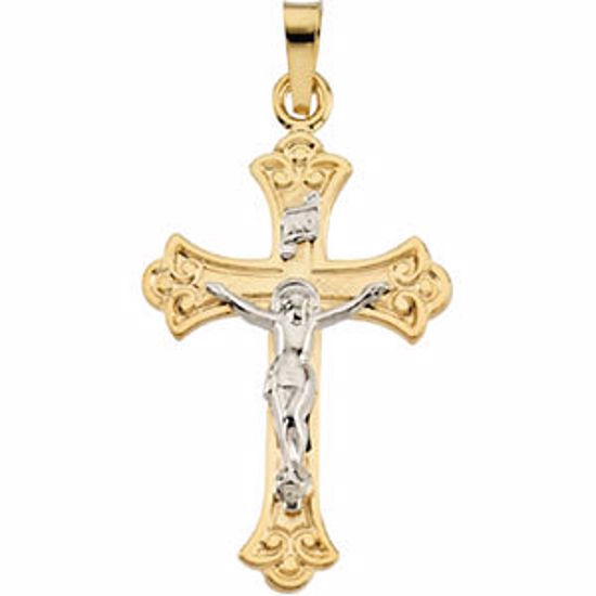 R4052:130716:P 14kt Yellow & White 27.75x18mm Crucifix Pendant