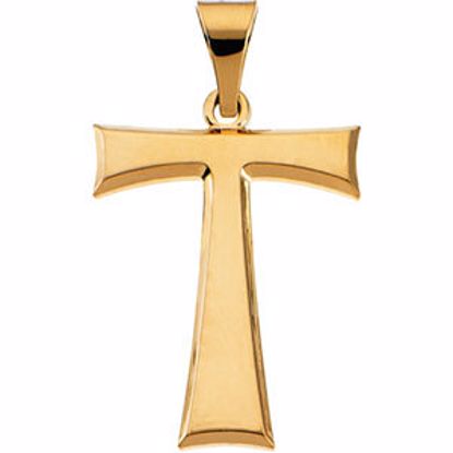 R16013:130466:P 14kt Yellow Tau Cross Pendant with Packaging