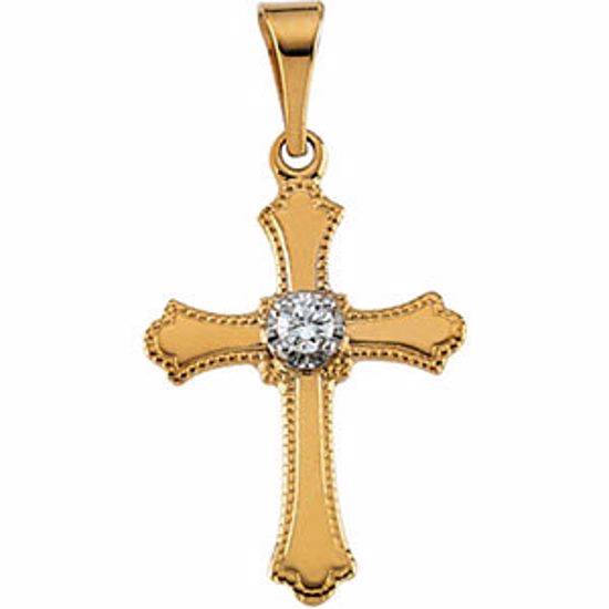 R41074:163714:P 14kt Yellow 15x11mm Diamond Cross Pendant