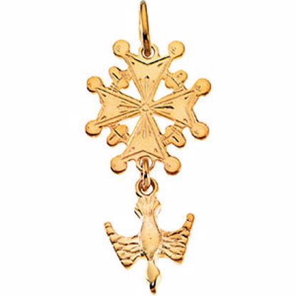 R41029:163695:P 14kt Yellow Huguenot Cross Pendant