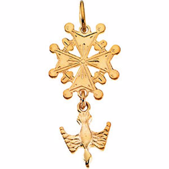 R41029:163695:P 14kt Yellow Huguenot Cross Pendant