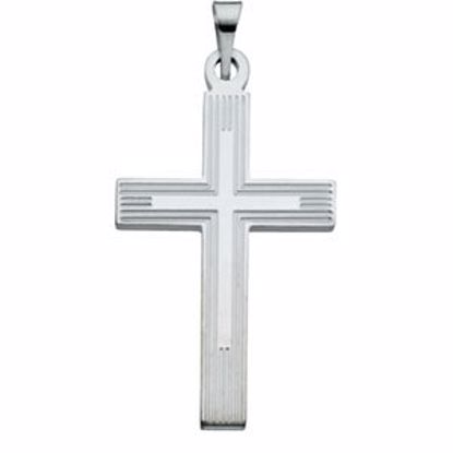 R16155:165107:P 14kt White 25x16mm Cross Pendant