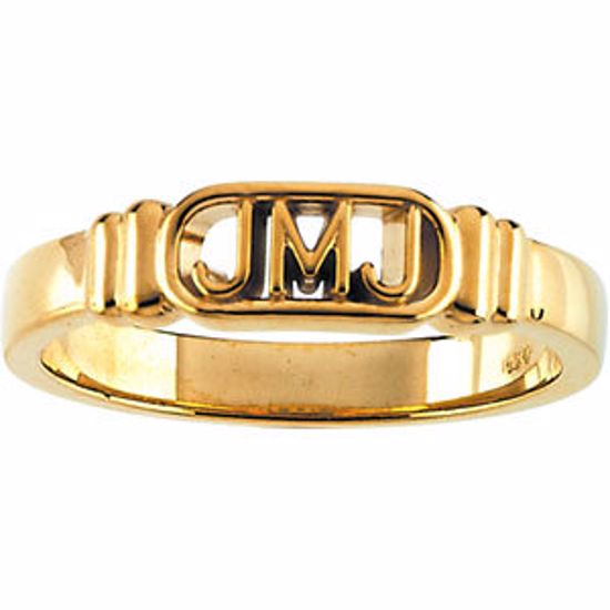 R16643:166745:P 10kt Yellow Jesus, Mary and Joseph Ring Size 12 