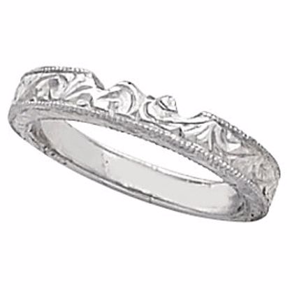 120191:233942:P 14kt White Hand-Engraved Band