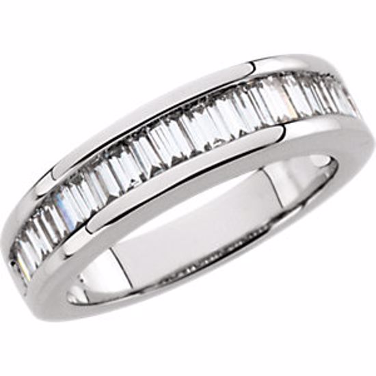 62186:262755:P 14kt White 1 CTW Diamond Baguette Anniversary Band Size 6