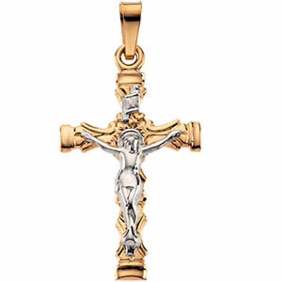 R41169:252414:P 14kt Yellow & White 36x24mm Crucifix Pendant