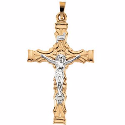 R41169:252415:P 14kt Yellow & White 21.5x14.5mm Crucifix Pendant