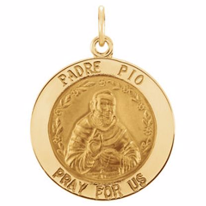 R41519:304405:P 14kt Yellow 18.5mm Round St.Padre Pio Medal