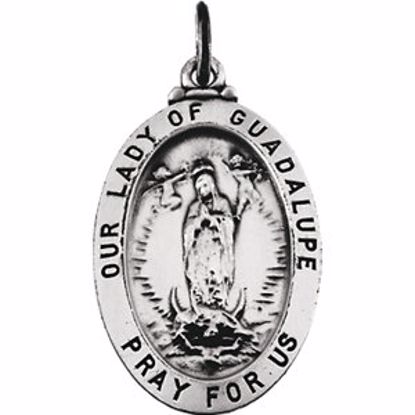 R16347:304421:P Sterling Silver 28.75x20mm Oval Our Lady of Guadalupe Medal