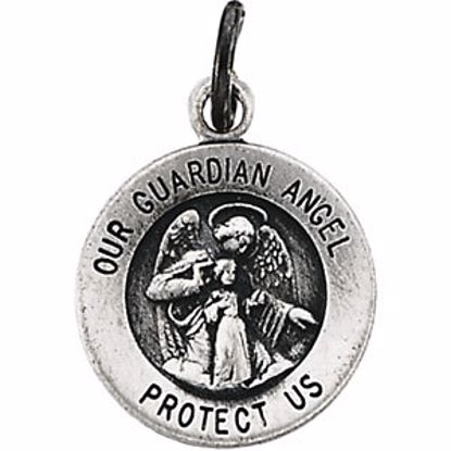 R5043:304518:P Sterling Silver 11.8mm Guardian Angel Medal