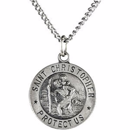 R5024:304563:P Sterling Silver 14.75mm St. Christopher Medal