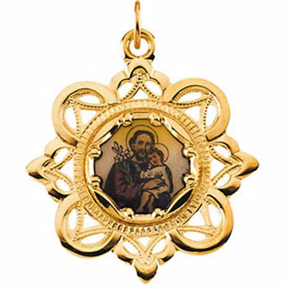 R41454:304442:P 10kt Yellow 25.75x25.75mm St. Joseph Framed Enamel Pendant