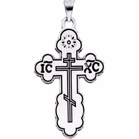 R16114:305632:P 14kt White 32x21mm Orthodox Cross Pendant