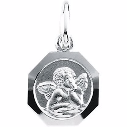 R16475:305393:P 14kt White 8mm Angel Pendant