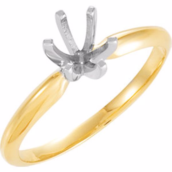 140309P:57728:P 14kt Yellow & Platinum 7.8-8.6mm Round 6-Prong Heavy Solitaire Ring Mounting