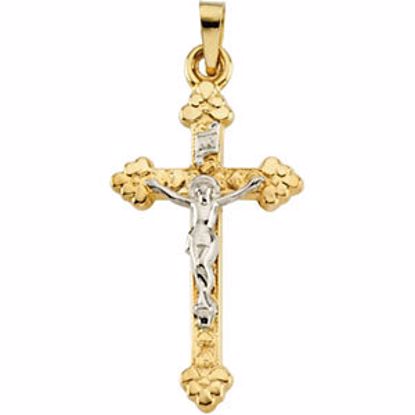 R4043:63162:P 14kt Yellow & White 28x17mm Hollow Crucifix Pendant