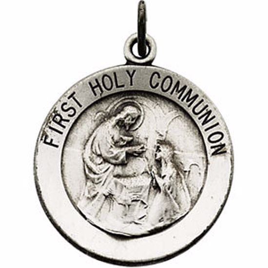 R5055:104220:P Sterling Silver 18mm First Communion Medal