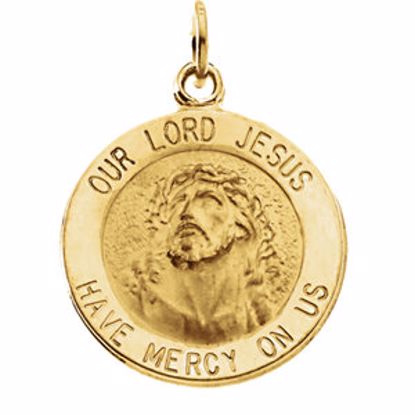 R5041:103786:P 14kt Yellow 15mm Round Our Lord Jesus Medal