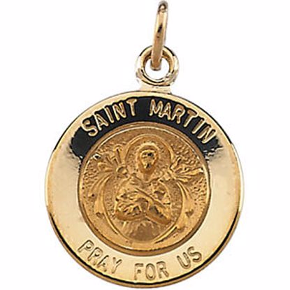 R16317:103956:P 14kt Yellow 12mm Round St. Martin de Porres Medal