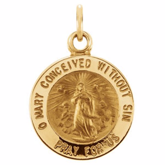 R16358:106037:P 14kt Yellow 12mm Round Immaculate Conception Medal