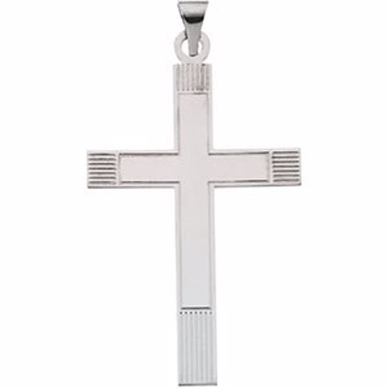 R4003:123059:P 14kt White 39x25mm Cross Pendant