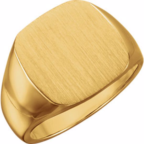 9601:123813:P 10kt Yellow 16mm Men's Signet Ring with Brush Top Finish