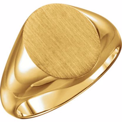 9600:123817:P 10kt Yellow 14x12mm Men's Signet Ring with Brush Finish