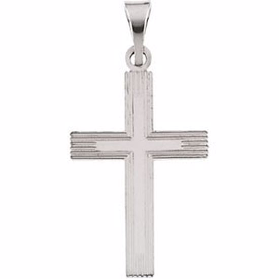 R16162:130192:P 14kt White 18x12mm Cross Pendant with Design